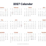 2027 yearly calendar
