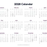 2028 yearly calendar