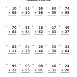 Addition worksheet with 20 two-digit problems