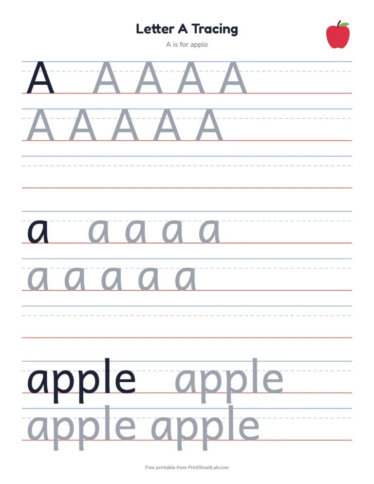 Set of 26 alphabet tracing worksheets, one page per letter with upper and lowercase