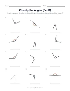 Classify the Angles (Set B) printable worksheet for grade 4