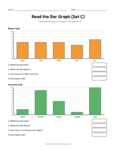 Read the Bar Graph (Set C) printable worksheet for grades 2 and 3