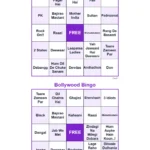 Bollywood bingo cards with film names