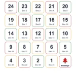Christmas countdown calendar to color in