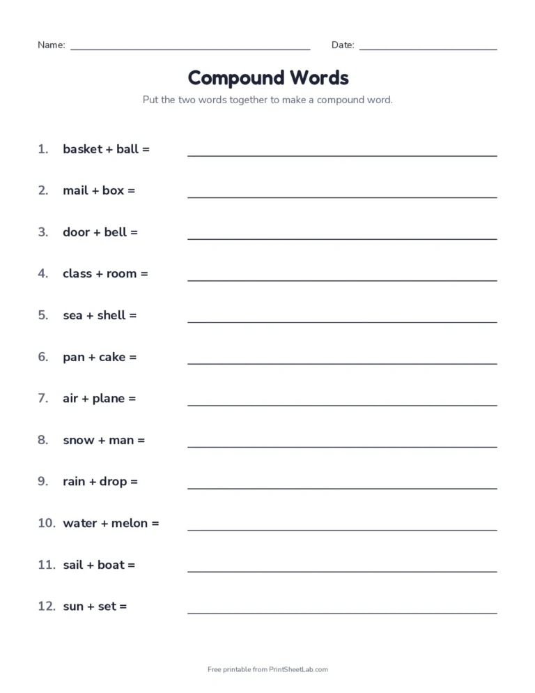 Compound words worksheet
