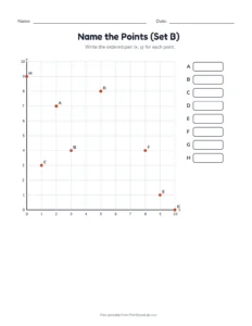 Name the Points (Set B) printable worksheet for grades 4 and 5