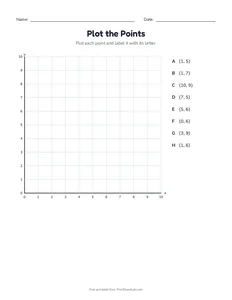 Plot the Points printable worksheet for grades 4 and 5