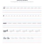 Cursive letter a practice worksheet