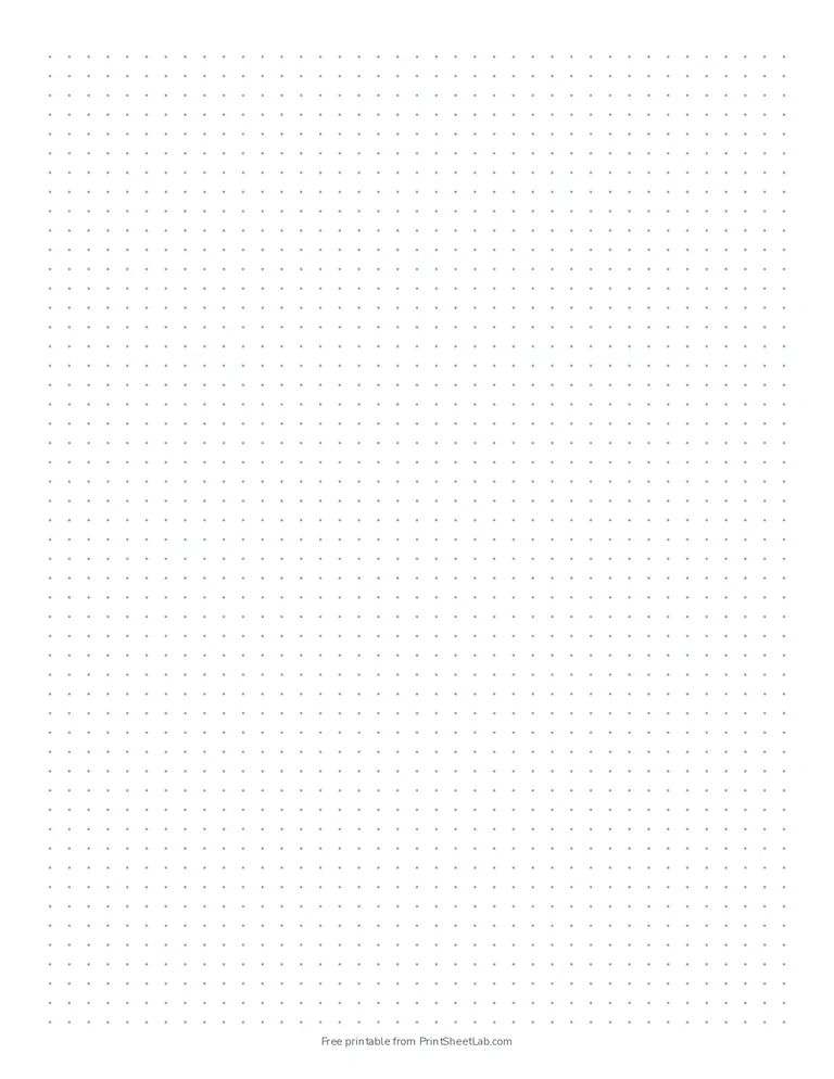 Dot grid paper generator output: light gray dots every 5 mm on a US Letter page