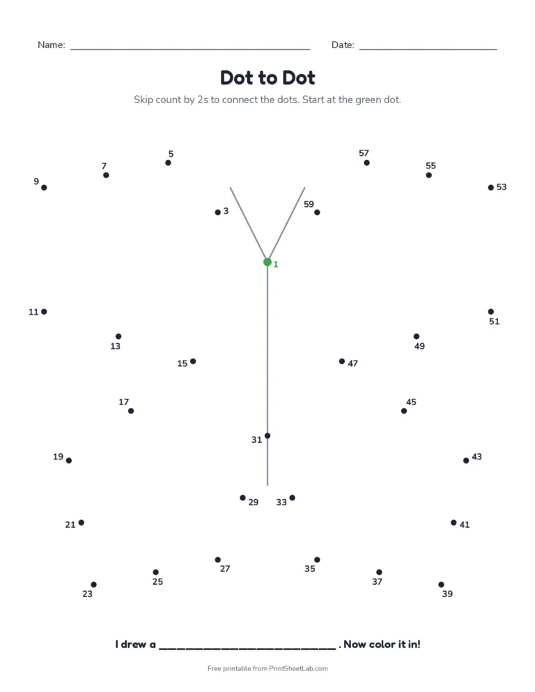 Skip counting dot to dot worksheet counting by 2s
