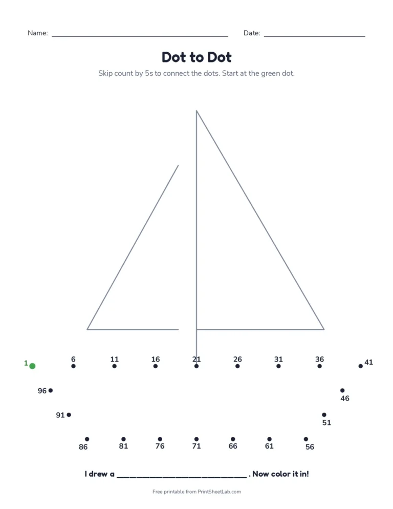 Skip counting dot to dot worksheet counting by 5s