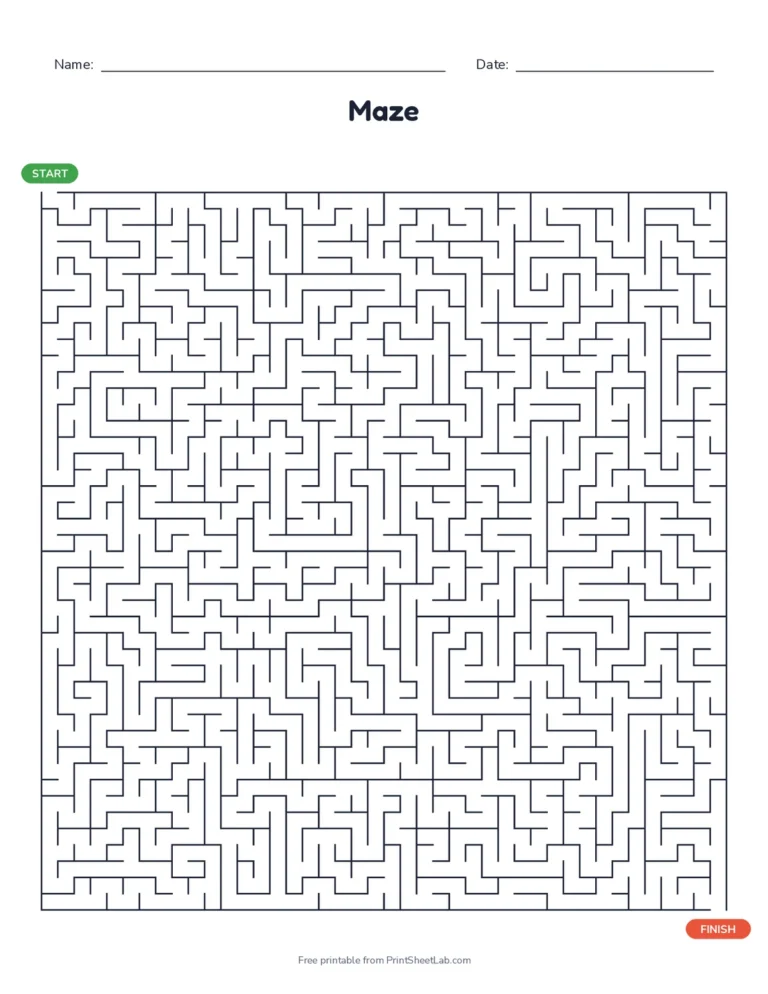 Two expert mazes with more than 1,800 boxes each, with answer key