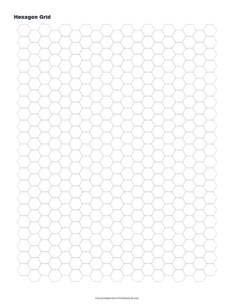 Hexagon graph paper with quarter inch hexagons