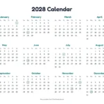Calendar with public holidays marked