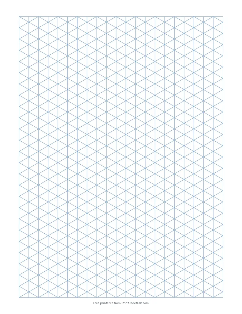 Printable isometric graph paper with vertical and 30 degree lines forming 1 cm triangles, US Letter