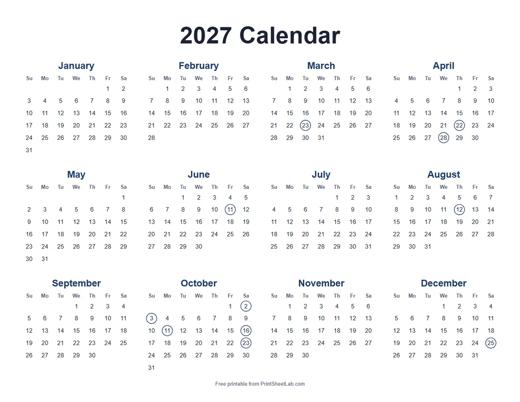 Jewish Holidays 2027 in the navy color theme