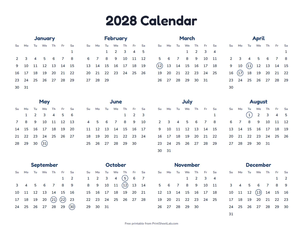 Jewish Holidays 2028 in the navy color theme