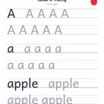 Letter A tracing worksheet on handwriting lines