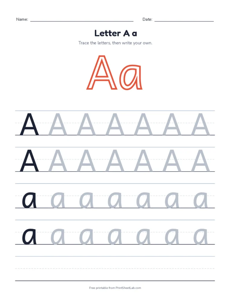 Letter of the week pack for the letter A: trace, find the letter, letter maze and A is for apple