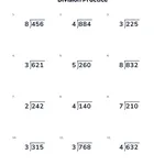 Long division worksheet with the bracket drawn in