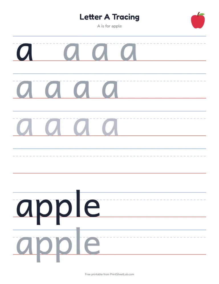 Lowercase letter tracing worksheets in large print, one small letter per page