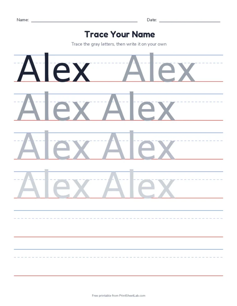 Name tracing worksheet