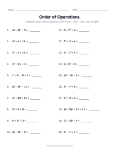 Level 3: With Exponents printable worksheet for grades 5 and 6