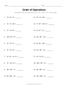 Level 3: With Exponents (Set B) printable worksheet for grades 5 and 6