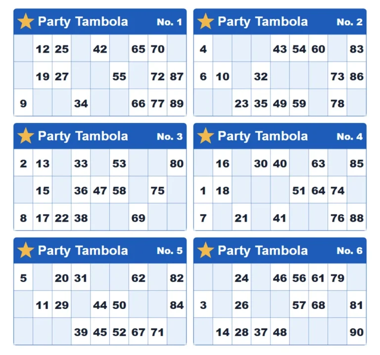 Online tambola: themed tambola tickets for a party