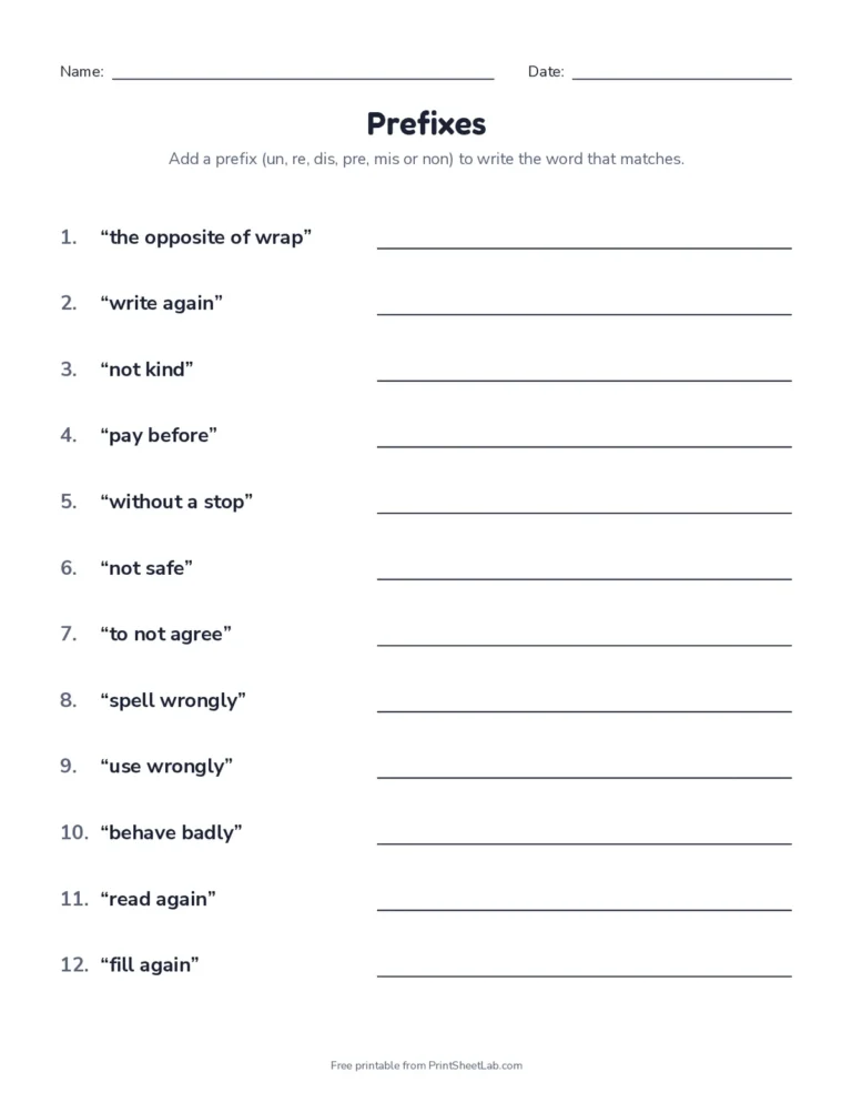 Prefix and suffix word building worksheet