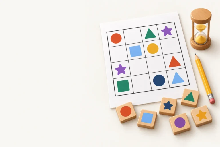 Printable puzzles for kids: 4x4, 6x6 and 9x9 sudoku sheets with a pencil
