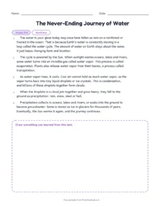 The Never-Ending Journey of Water printable worksheet for grades 5 and 6