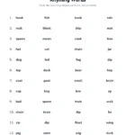 Circle the rhyming words worksheet