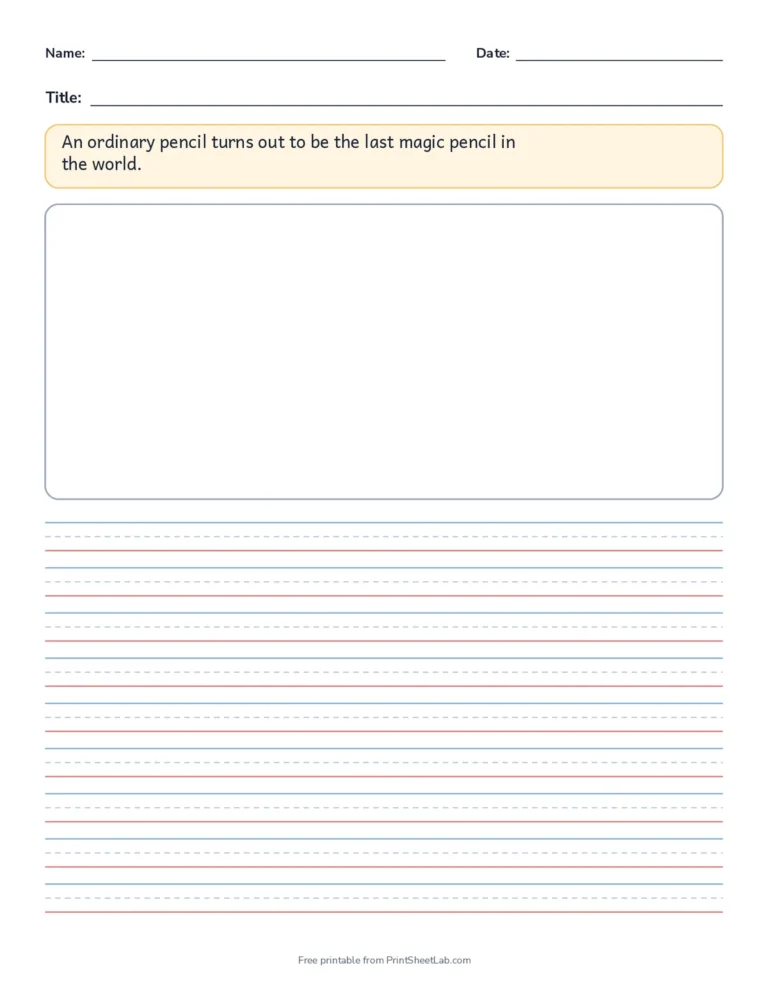 Writing prompts for kids aged 8 to 11 on story paper with half inch lines