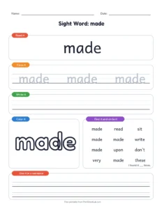 Second Grade Sight Words 21 to 30 printable worksheet for grade 2