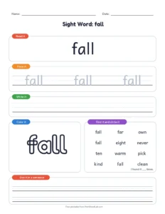 Third Grade Sight Words 11 to 20 printable worksheet for grade 3