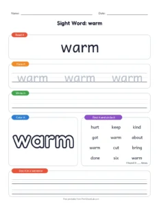 Third Grade Sight Words 41 to 41 printable worksheet for grade 3