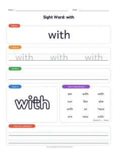 Primer Sight Words 51 to 52 printable worksheet for kindergarten