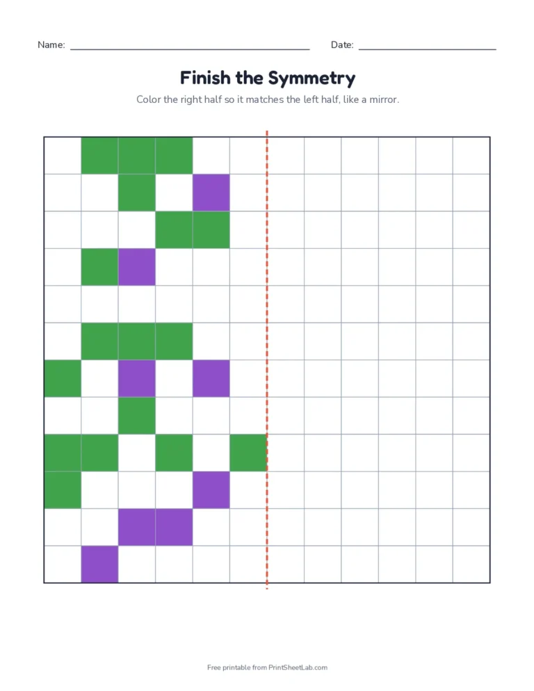 Random symmetry patterns on a 12 by 12 grid with a vertical line of symmetry