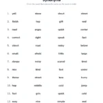 Synonyms circle worksheet