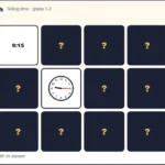 Telling time game with an analog clock