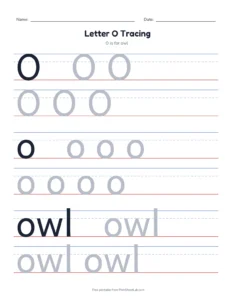Letter O Tracing Page printable worksheet for preschool and kindergarten