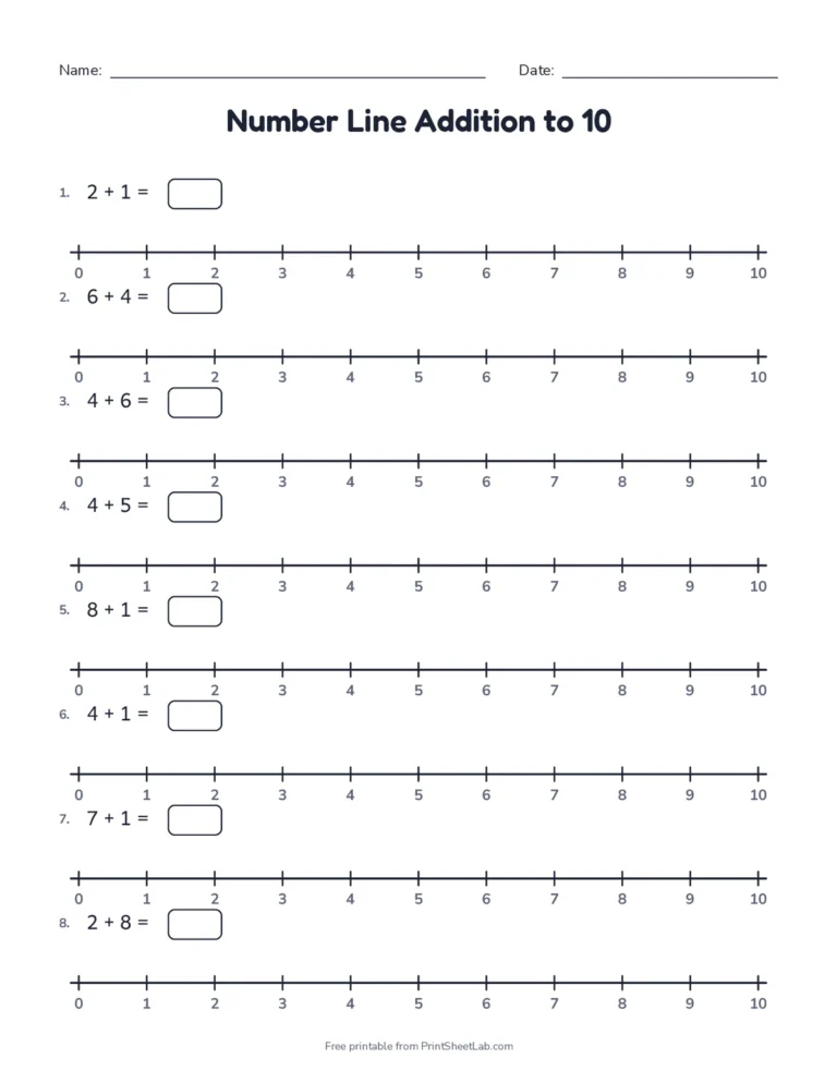 Addition within 10 on a number line