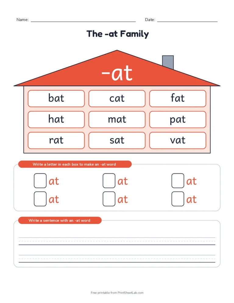 Word family houses worksheet