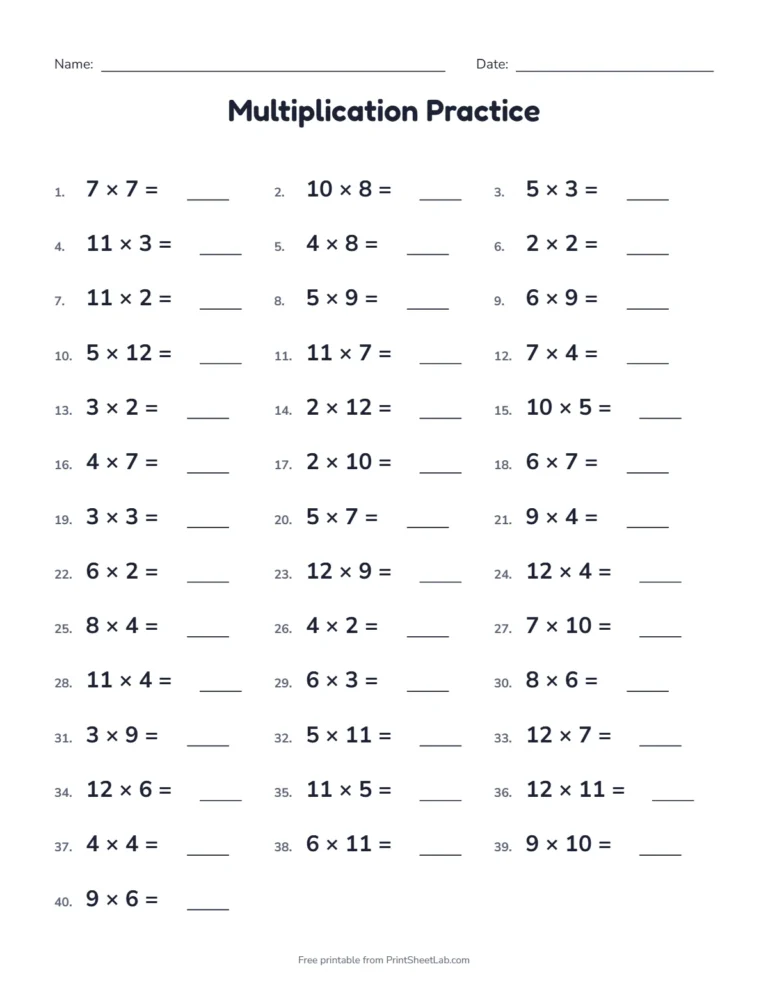 3rd grade multiplication worksheets: 40 mixed facts from our third grade math worksheets