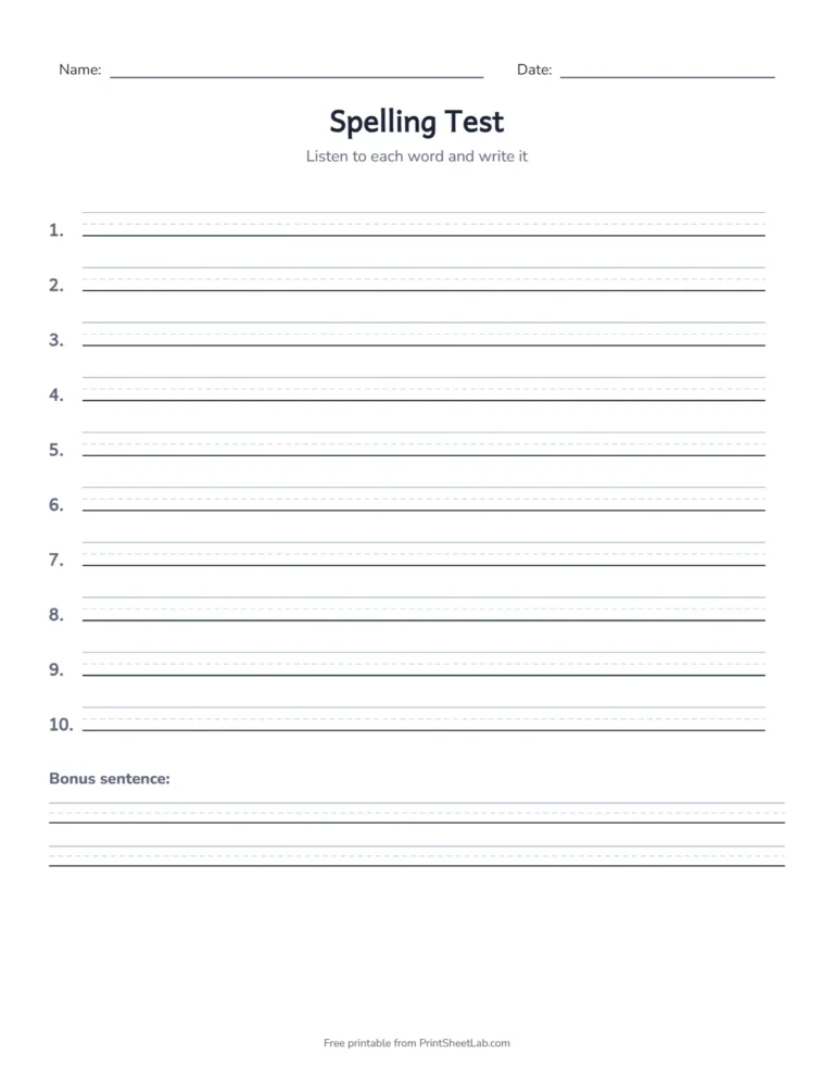 Spelling practice 3rd grade test page for the plurals -s and -es list