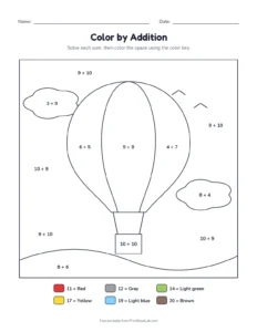 color by addition: hot air balloon