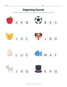 beginning sounds kindergarten: all 26 letters