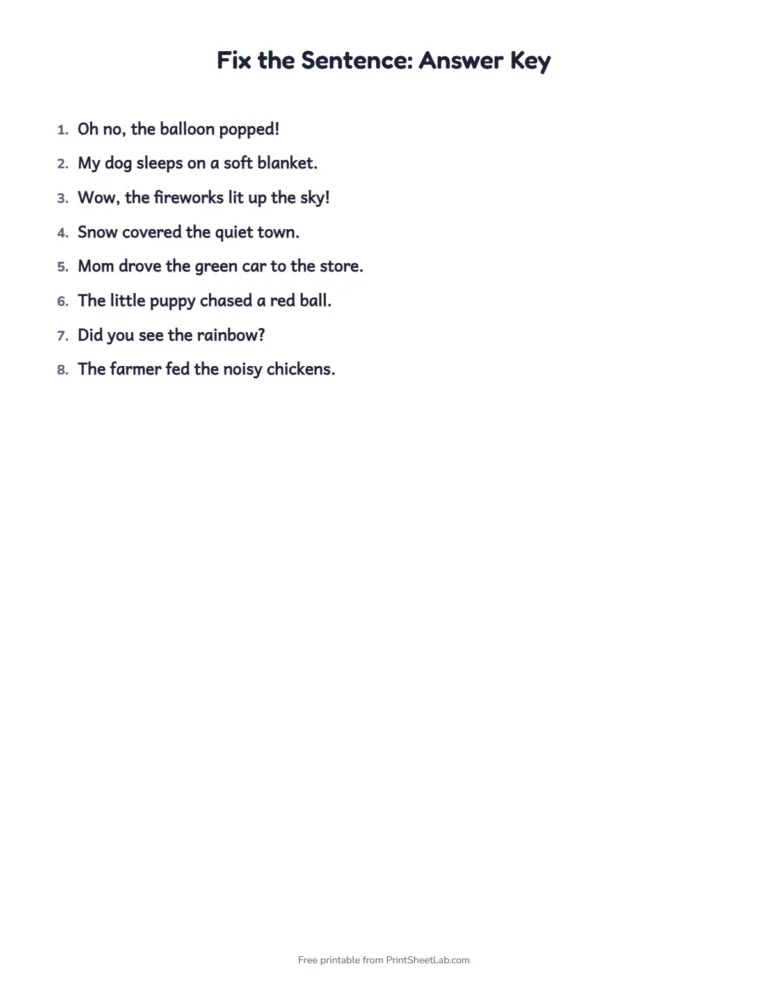 Capitalization and punctuation worksheet answer key with the corrected sentences