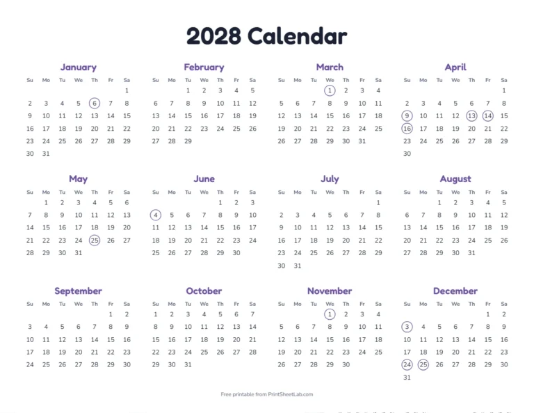 Christian holidays 2028 calendar: year at a glance with the main feasts marked
